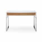 47 Inch White and Silver Writing Desk With Two Drawers 11 47 Inch White and Silver Writing Desk With Two Drawers
