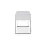 47 Inch White and Silver Writing Desk With Two Drawers 13 47 Inch White and Silver Writing Desk With Two Drawers