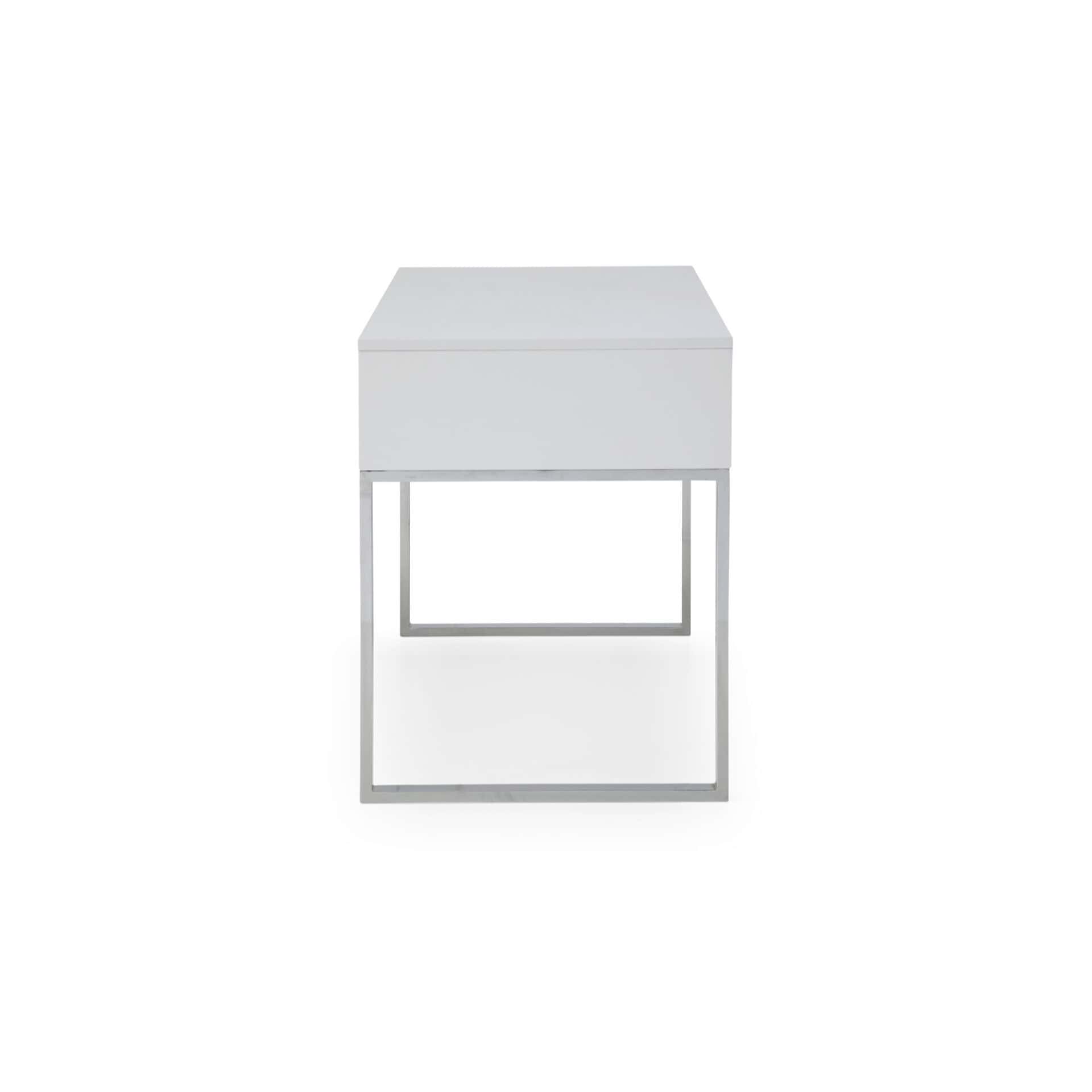 47 Inch White and Silver Writing Desk With Two Drawers 4 47 Inch White and Silver Writing Desk With Two Drawers - Image 4