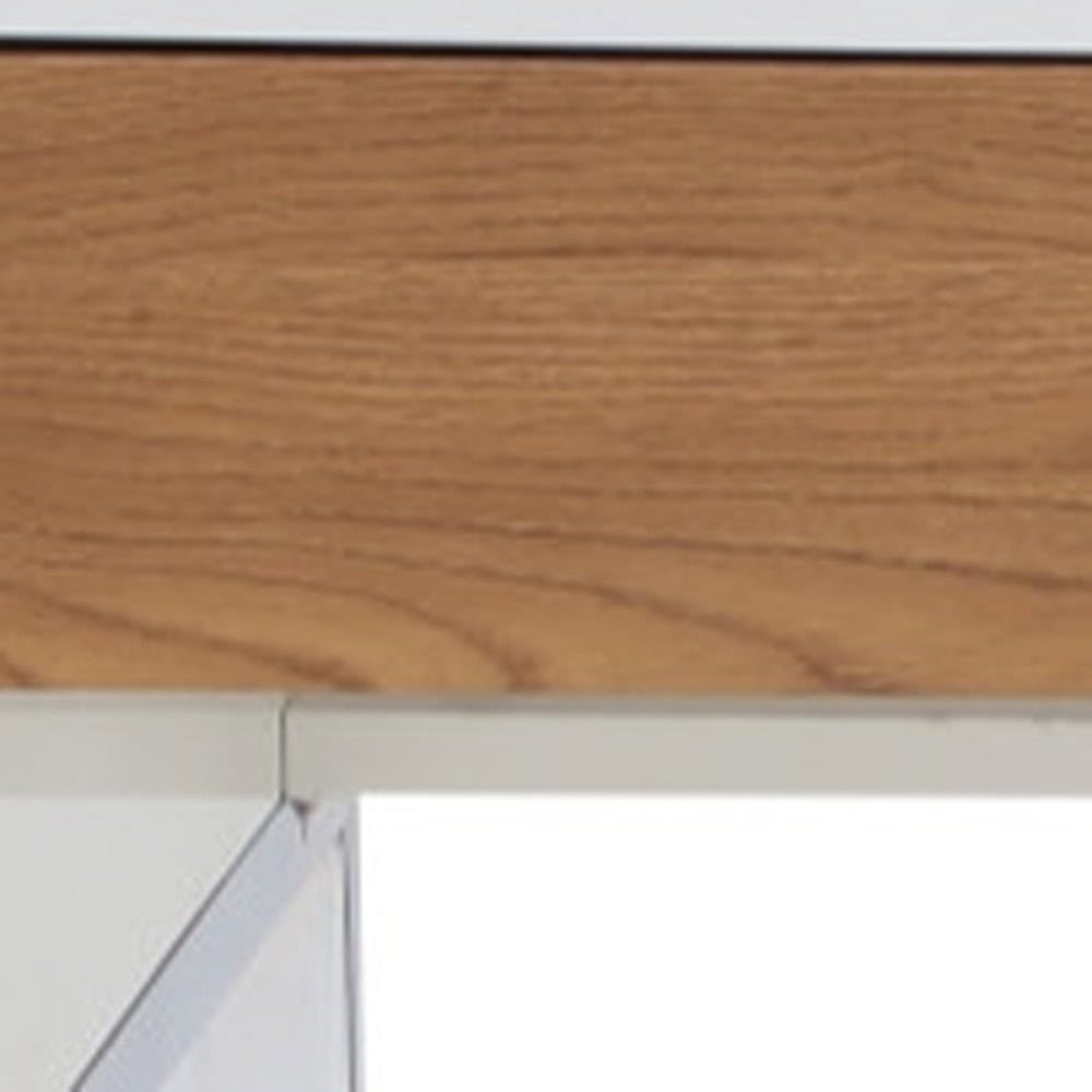 47 Inch White and Silver Writing Desk With Two Drawers 6 47 Inch White and Silver Writing Desk With Two Drawers - Image 6