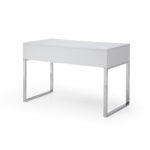 47 Inch White and Silver Writing Desk With Two Drawers 14 47 Inch White and Silver Writing Desk With Two Drawers