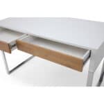 47 Inch White and Silver Writing Desk With Two Drawers 16 47 Inch White and Silver Writing Desk With Two Drawers