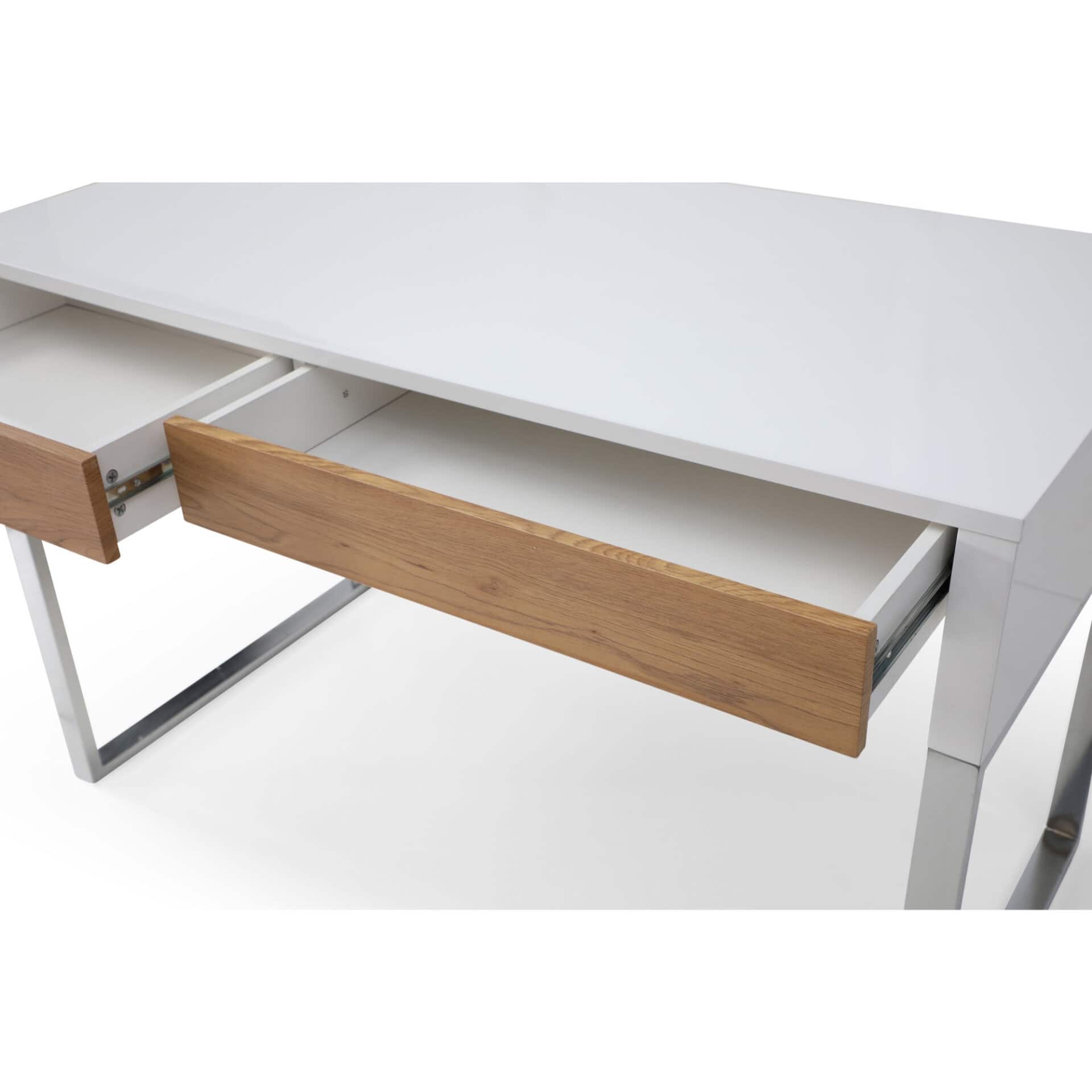 47 Inch White and Silver Writing Desk With Two Drawers 7 47 Inch White and Silver Writing Desk With Two Drawers - Image 7