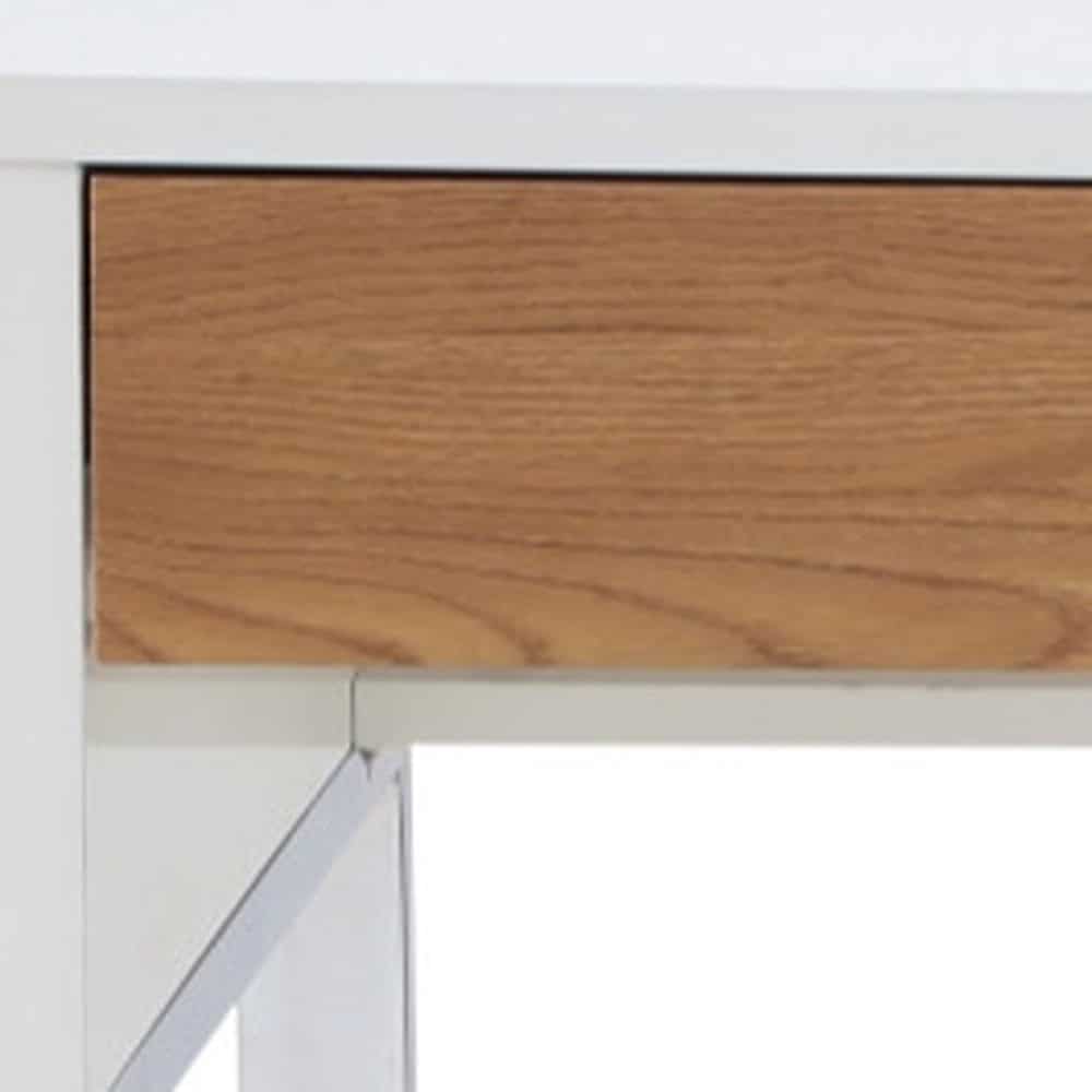 47 Inch White and Silver Writing Desk With Two Drawers 8 47 Inch White and Silver Writing Desk With Two Drawers - Image 8