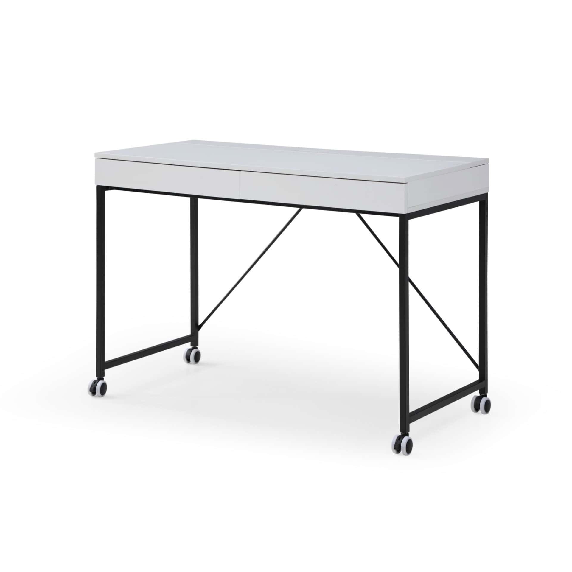 White and Black Writing Desk With Two Drawers 43 Inches 3 White and Black Writing Desk With Two Drawers 43 Inches - Image 3