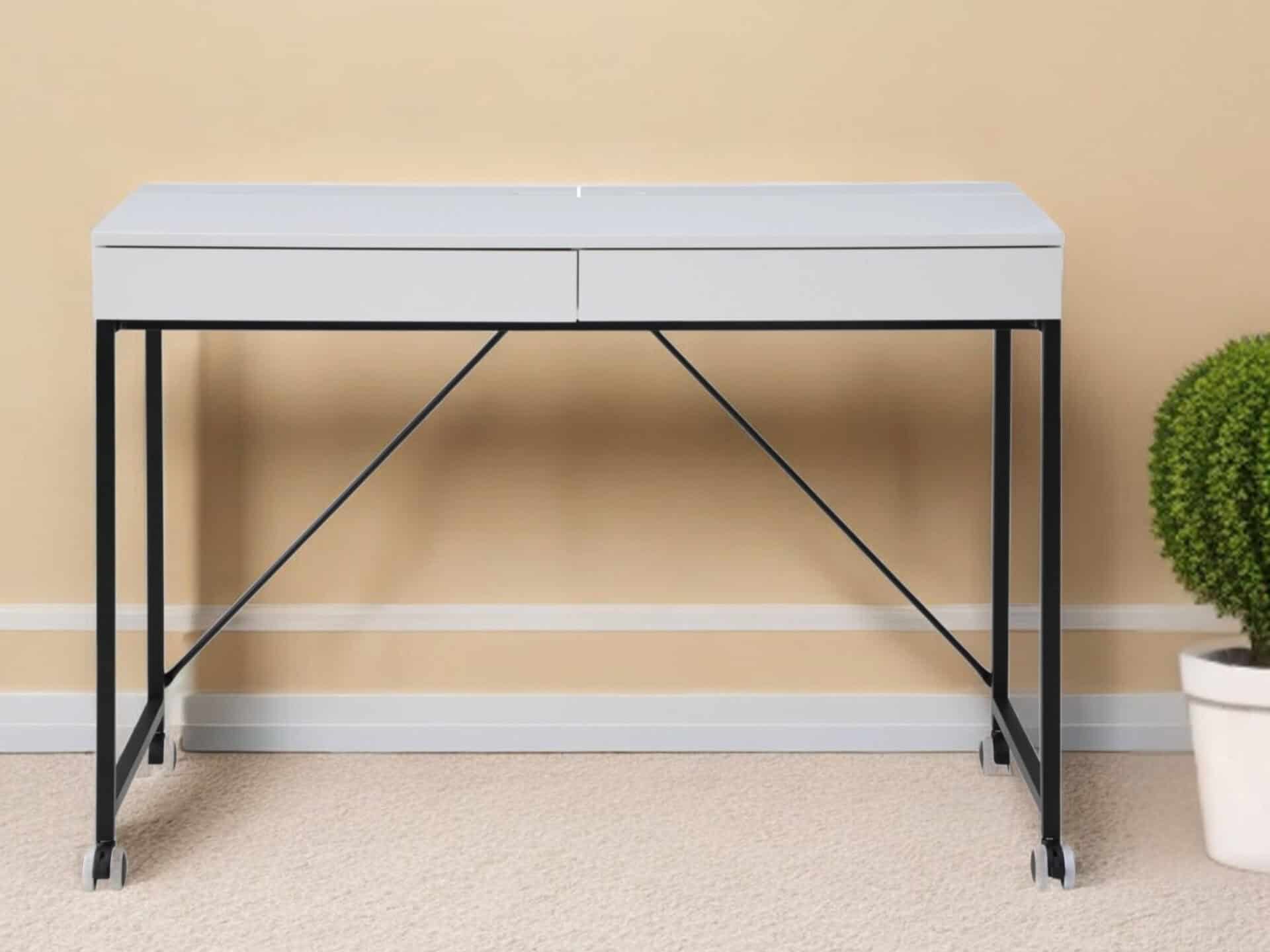 White and Black Writing Desk With Two Drawers 43 Inches 1 White and Black Writing Desk With Two Drawers 43 Inches