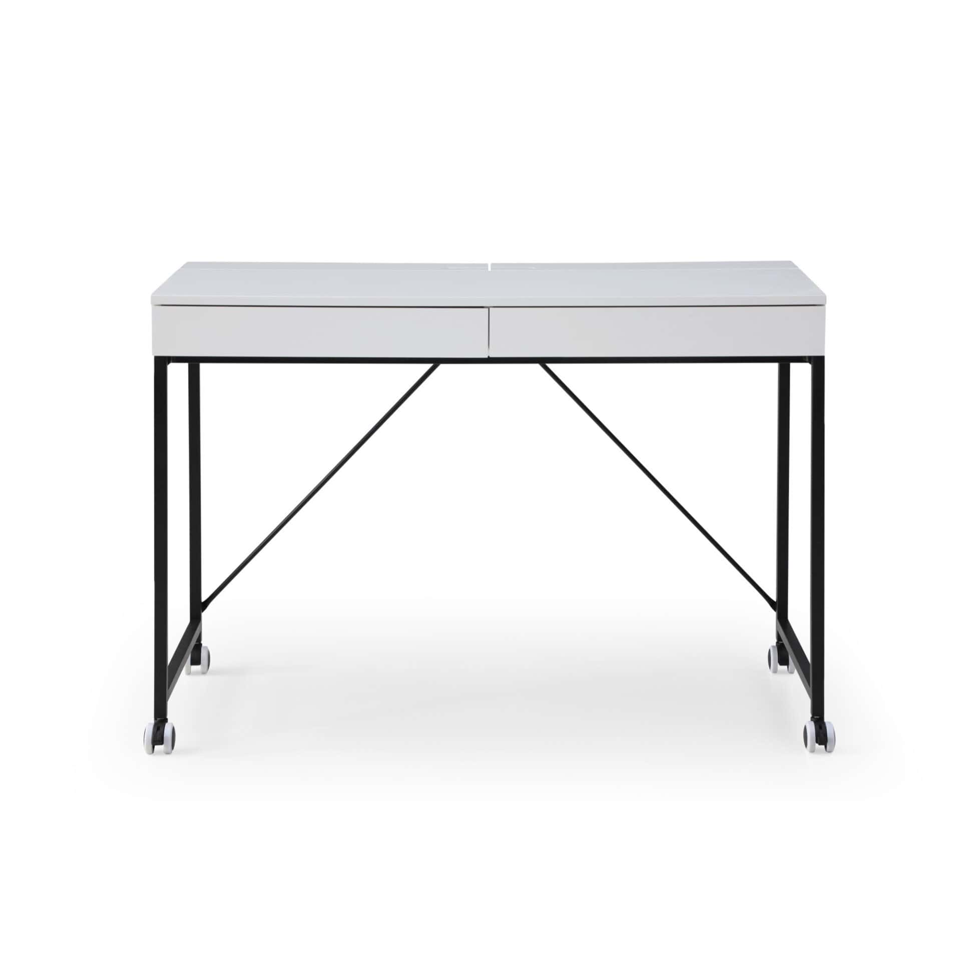 White and Black Writing Desk With Two Drawers 43 Inches 2 White and Black Writing Desk With Two Drawers 43 Inches - Image 2