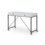 White and Black Writing Desk With Two Drawers 43 Inches 12 White and Black Writing Desk With Two Drawers 43 Inches