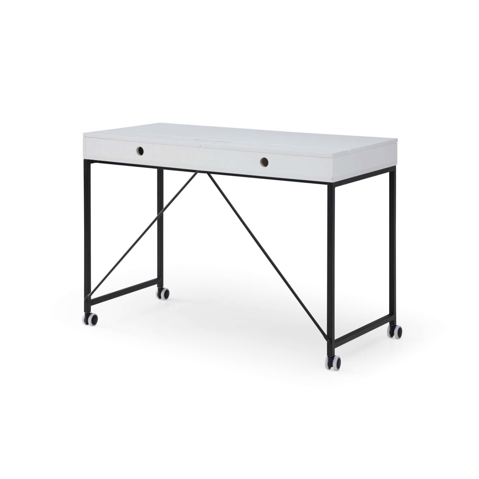 White and Black Writing Desk With Two Drawers 43 Inches 5 White and Black Writing Desk With Two Drawers 43 Inches - Image 5