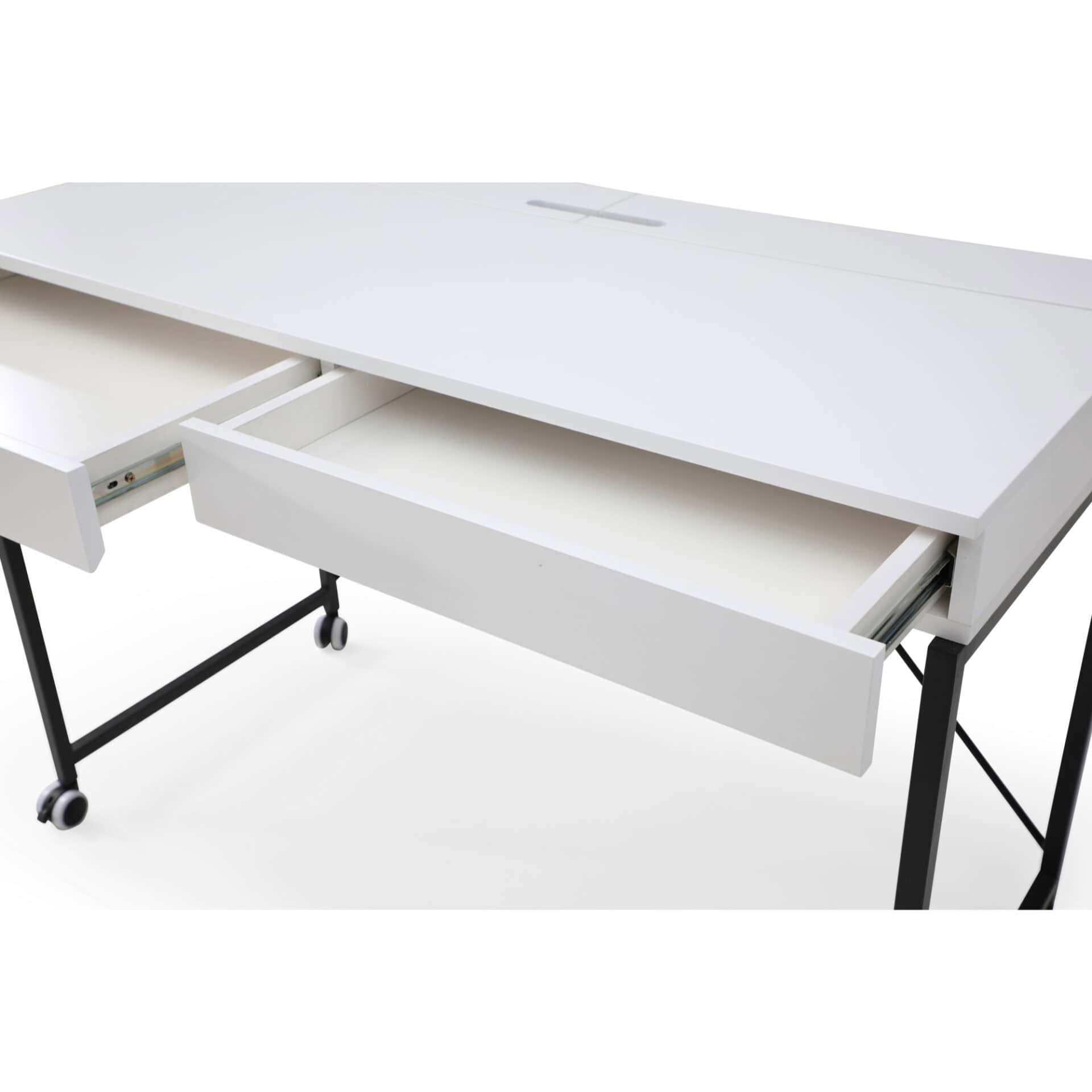 White and Black Writing Desk With Two Drawers 43 Inches 6 White and Black Writing Desk With Two Drawers 43 Inches - Image 6