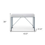 White and Navy Blue Writing Desk With Two Drawers 43-Inch 14 White and Navy Blue Writing Desk With Two Drawers 43-Inch