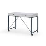 White and Navy Blue Writing Desk With Two Drawers 43-Inch 12 White and Navy Blue Writing Desk With Two Drawers 43-Inch