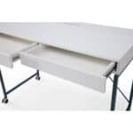 White and Navy Blue Writing Desk With Two Drawers 43-Inch 13 White and Navy Blue Writing Desk With Two Drawers 43-Inch