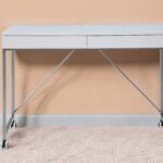 White and Silver Writing Desk With Drawers, 43 Inches Wide 10 White and Silver Writing Desk With Drawers, 43 Inches Wide