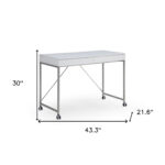 White and Silver Writing Desk With Drawers, 43 Inches Wide 16 White and Silver Writing Desk With Drawers, 43 Inches Wide