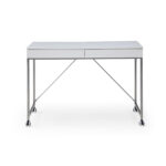White and Silver Writing Desk With Drawers, 43 Inches Wide 11 White and Silver Writing Desk With Drawers, 43 Inches Wide
