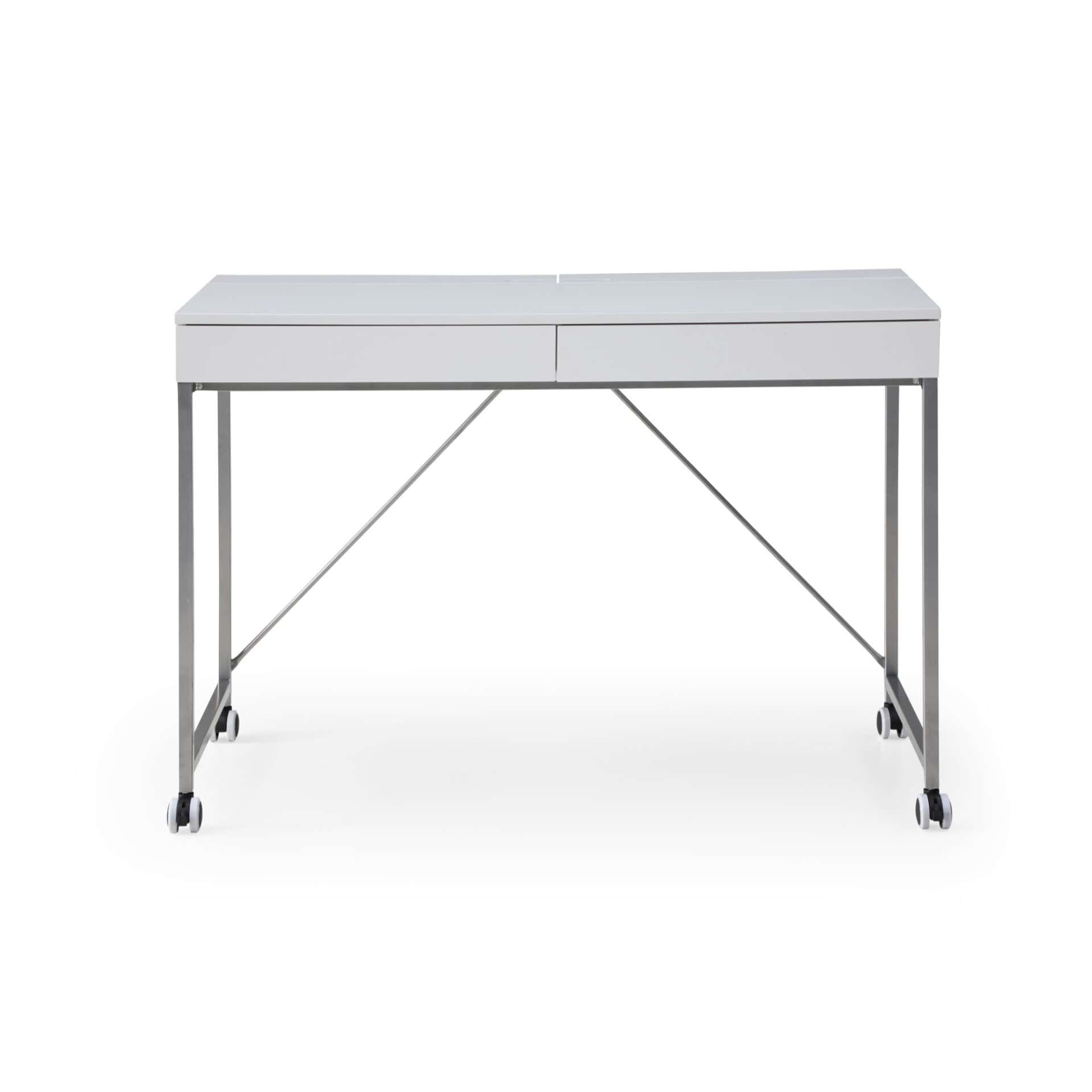 White and Silver Writing Desk With Drawers, 43 Inches Wide 3 White and Silver Writing Desk With Drawers, 43 Inches Wide - Image 3