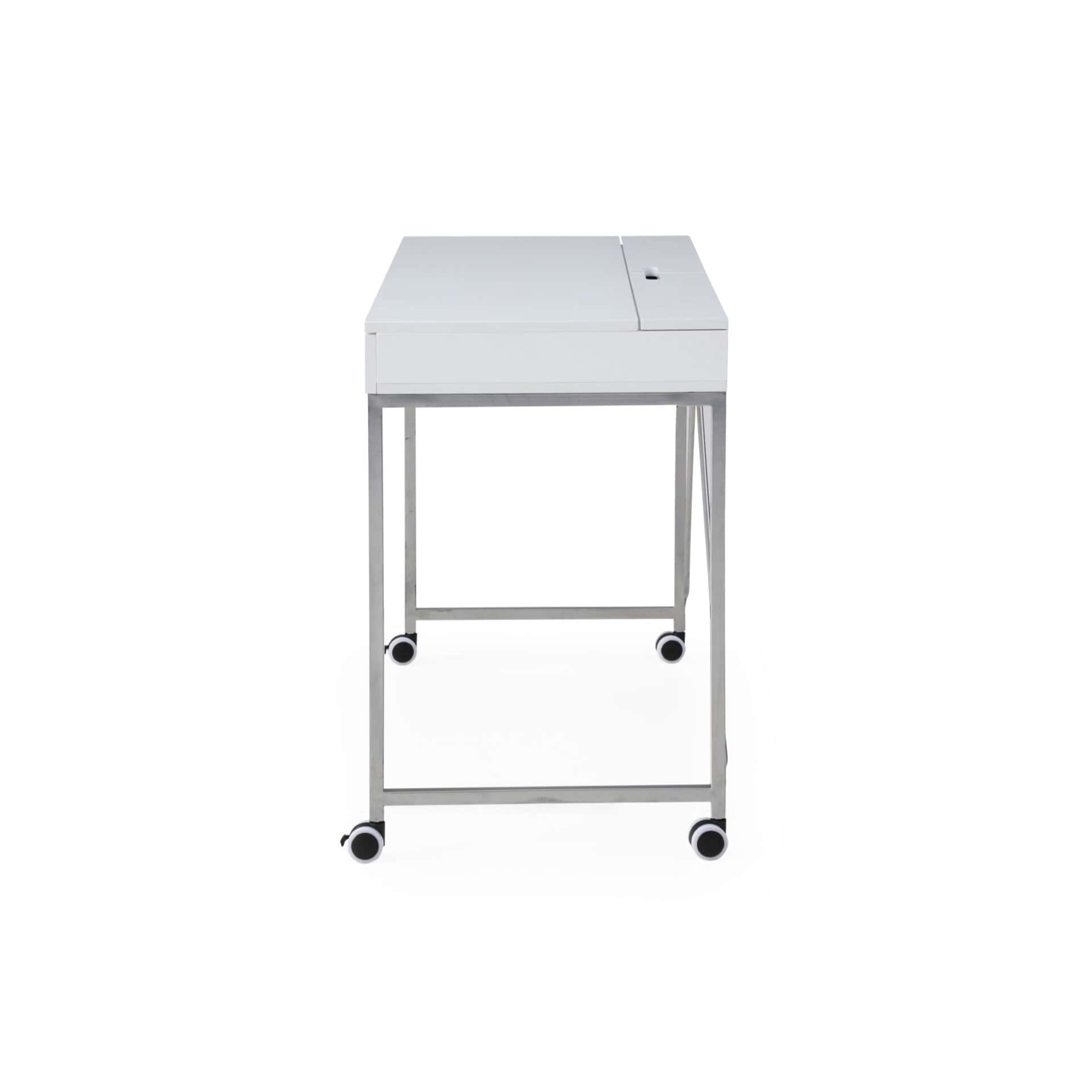 White and Silver Writing Desk With Drawers, 43 Inches Wide 4 White and Silver Writing Desk With Drawers, 43 Inches Wide - Image 4