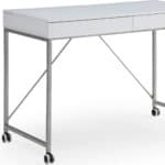 White and Silver Writing Desk With Drawers, 43 Inches Wide 15 White and Silver Writing Desk With Drawers, 43 Inches Wide