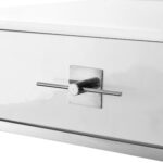 White and Silver Writing Desk With Drawers for Home Office