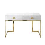 White and Gold Writing Desk With Drawers and Stainless Steel Base 8 White and Gold Writing Desk With Drawers and Stainless Steel Base
