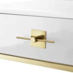 White and Gold Writing Desk With Drawers and Stainless Steel Base 11 White and Gold Writing Desk With Drawers and Stainless Steel Base