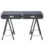 47 Inch Black Writing Desk With Two Drawers
