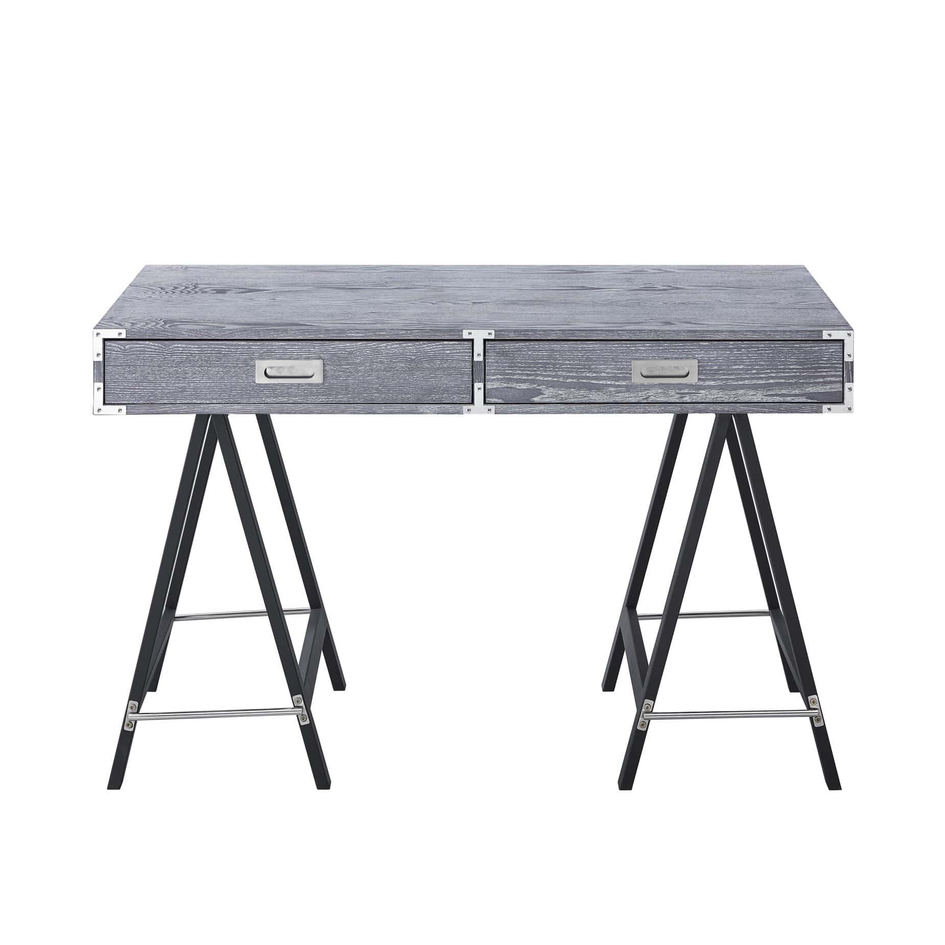 Gray and Black Writing Desk With Two Drawers for Offices 2 Gray and Black Writing Desk With Two Drawers for Offices - Image 2