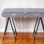 Gray and Black Writing Desk With Two Drawers for Offices 7 Gray and Black Writing Desk With Two Drawers for Offices