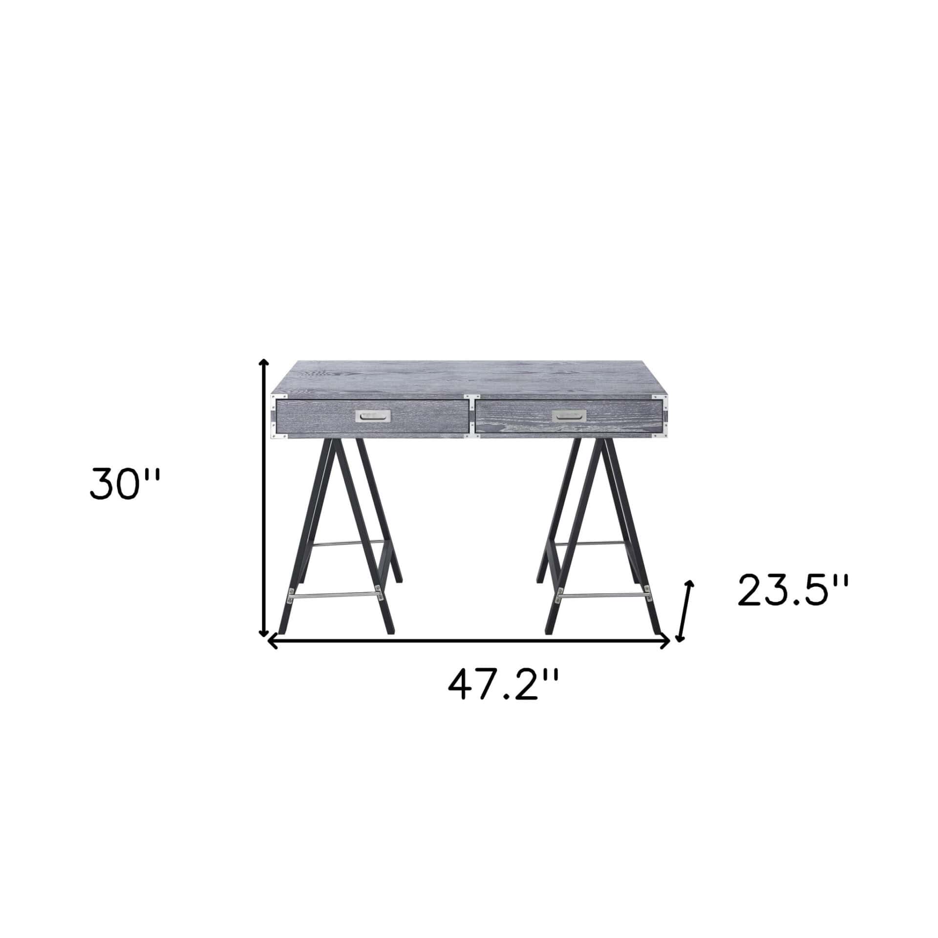 Gray and Black Writing Desk With Two Drawers for Offices 6 Gray and Black Writing Desk With Two Drawers for Offices - Image 6