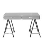 Light Gray and Black Writing Desk with Two Drawers 47-Inch