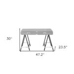 Light Gray and Black Writing Desk with Two Drawers 47-Inch
