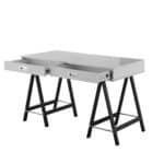 Light Gray and Black Writing Desk with Two Drawers 47-Inch