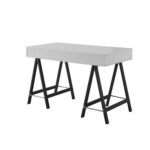 Light Gray and Black Writing Desk with Two Drawers 47-Inch