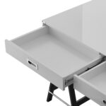 Light Gray and Black Writing Desk with Two Drawers 47-Inch