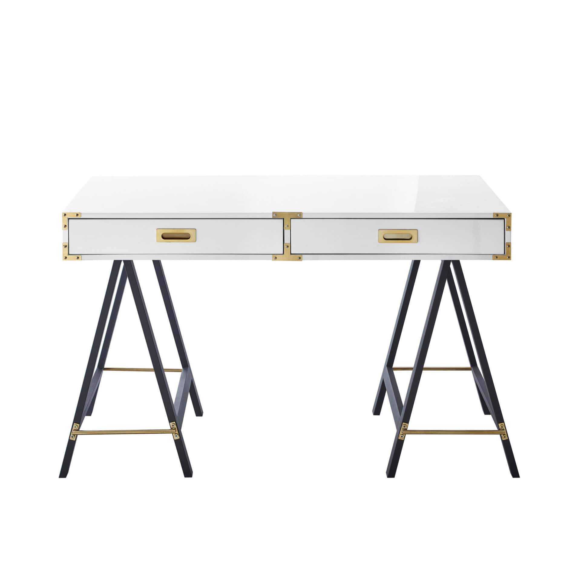 White and Black Writing Desk With Two Drawers 47 Inches 3 White and Black Writing Desk With Two Drawers 47 Inches - Image 3