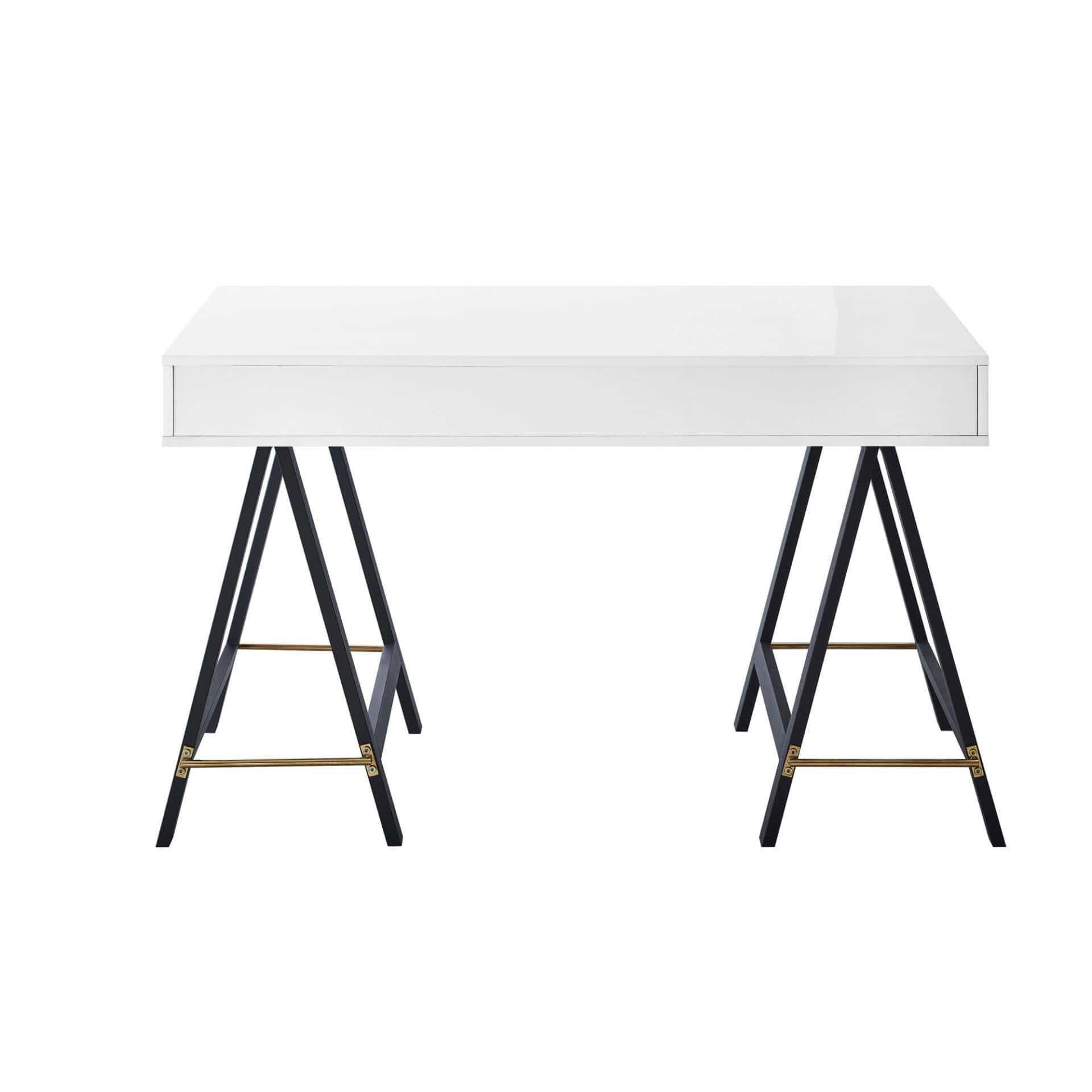 White and Black Writing Desk With Two Drawers 47 Inches 5 White and Black Writing Desk With Two Drawers 47 Inches - Image 5