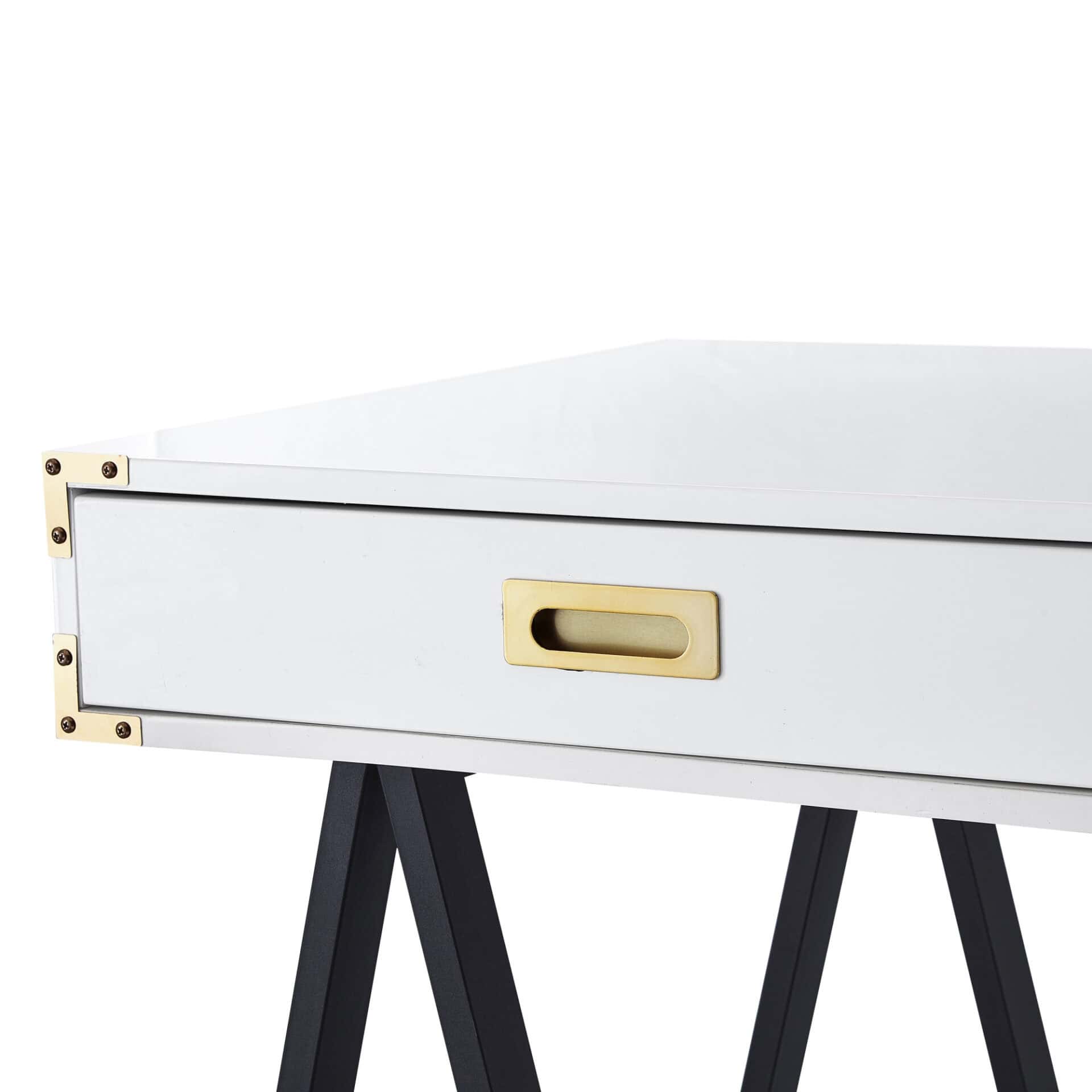 White and Black Writing Desk With Two Drawers 47 Inches 6 White and Black Writing Desk With Two Drawers 47 Inches - Image 6