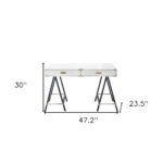 White and Black Writing Desk With Two Drawers 47 Inches 14 White and Black Writing Desk With Two Drawers 47 Inches