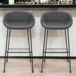 30 Inch Gray and Black Steel Bar Stools with Armrests (Set of 2)