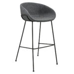 30 Inch Gray and Black Steel Bar Stools with Armrests (Set of 2)