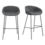 30 Inch Gray and Black Steel Bar Stools with Armrests (Set of 2)