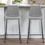 26 Inch Light Gray and Black Modern Bar Stools (Set of 2)