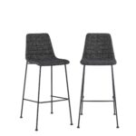 30 Inch Black Low Back Modern Bar Stools with Footrest (Set of 2)