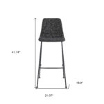 30 Inch Black Low Back Modern Bar Stools with Footrest (Set of 2)