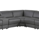 125" Dark Gray Italian Leather Power Reclining L Shaped Sectional