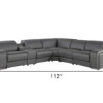 125" Dark Gray Italian Leather Power Reclining L Shaped Sectional