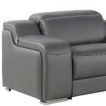 125" Dark Gray Italian Leather Power Reclining L Shaped Sectional
