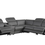 125" Dark Gray Italian Leather Power Reclining L Shaped Sectional