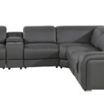 125" Dark Gray Italian Leather Power Reclining L Shaped Sectional